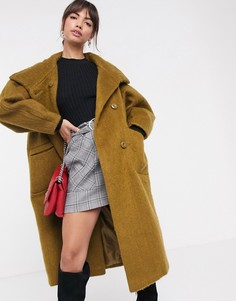 Пальто с большим воротником ASOS DESIGN-Зеленый