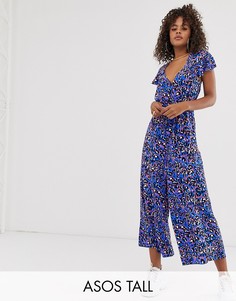 Комбинезон с анималистичным принтом и открытой спиной ASOS DESIGN Tall-Мульти