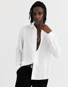 Полупрозрачная рубашка классического кроя с атласными полосками ASOS DESIGN-Кремовый