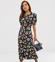 Чайное платье миди с ярким цветочным принтом ASOS DESIGN Petite-Мульти