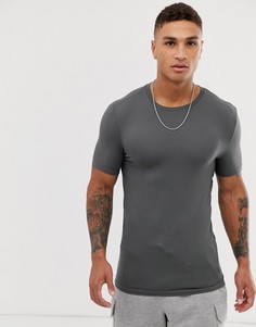Черная выбеленная облегающая oversize-футболка из органического хлопка с круглым вырезом ASOS DESIGN-Серый