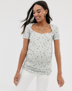 Топ с квадратным вырезом и цветочным принтом ASOS DESIGN Maternity-Синий