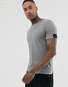 Серая футболка с круглым вырезом и необработанным краем Replay-Серый