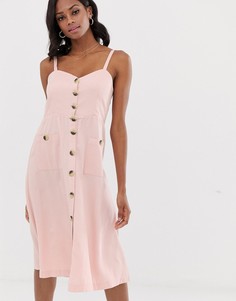 Платье миди с пуговицами Vila-Розовый