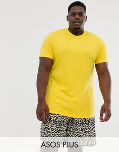 Желтая футболка из органического хлопка с круглым вырезом ASOS DESIGN Plus-Желтый