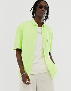 Неоново-зеленая свободная oversize-рубашка ASOS DESIGN-Зеленый
