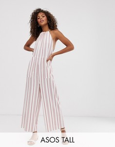 Полосатый комбинезон в минималистском стиле с халтером ASOS DESIGN Tall-Мульти