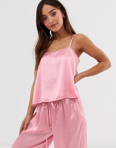 Атласный комбинируемый топ на бретельках ASOS DESIGN-Розовый