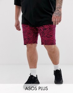 Розовые джинсовые шорты со звериным принтом ASOS DESIGN Plus-Розовый