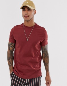 Коричневая футболка из органического хлопка с круглым вырезом ASOS DESIGN-Красный