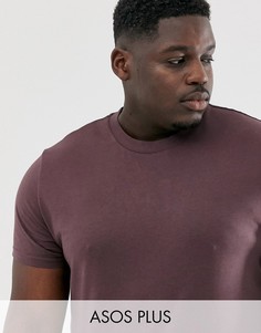 Темно-фиолетовая футболка из органического хлопка с круглым вырезом ASOS DESIGN Plus-Красный