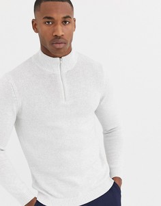 Белый хлопковый джемпер с молнией ASOS DESIGN-Серый