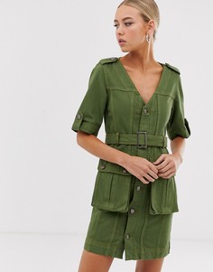 Платье сафари с поясом House of Holland-Зеленый