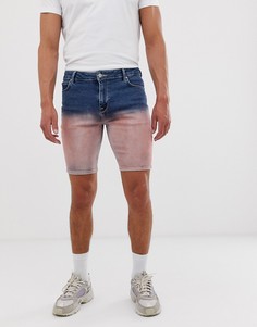 Сине-розовые джинсовые шорты с эффектом омбре ASOS DESIGN-Синий