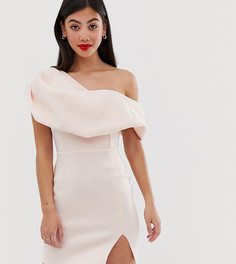 Платье мини на одно плечо с отделкой ASOS DESIGN Petite-Зеленый