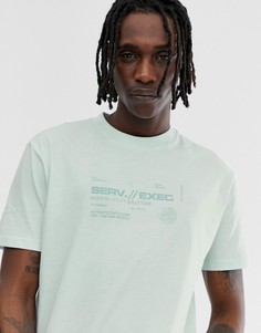 Свободная футболка с принтом с надписью на груди ASOS DESIGN-Синий