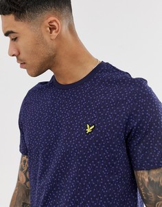 Темно-синяя футболка с мозаичным принтом Lyle & Scott-Темно-синий