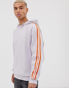 Oversize-худи фиолетового цвета со вставками в рубчик и полосками по бокам ASOS DESIGN-Зеленый