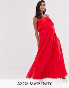 Плиссированное платье макси с кроп-топом ASOS DESIGN Maternity-Красный