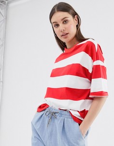 Oversize-футболка в широкую полоску ASOS DESIGN-Красный