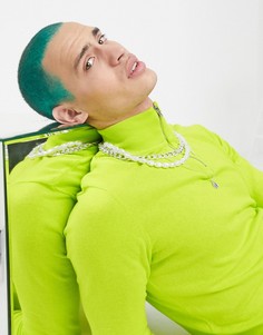 Зеленый хлопковый джемпер с молнией ASOS DESIGN