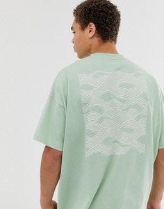 Oversize-футболка с надписью на груди и принтом на спине ASOS DESIGN-Зеленый
