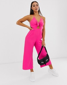 Комбинезон с халтером и узлом спереди ASOS DESIGN-Красный