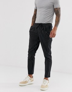 Брюки-сигареты в фактурную полоску ASOS DESIGN-Черный