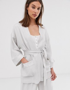 Светло-бежевое кимоно с поясом Weekday-Бежевый