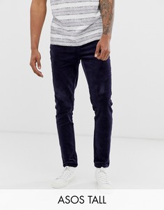 Темно-синие вельветовые брюки узкого кроя ASOS DESIGN Tall-Темно-синий