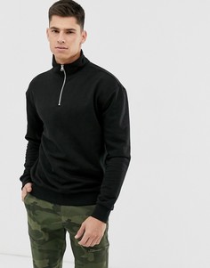 Черный свитшот с воротником-трубой New Look