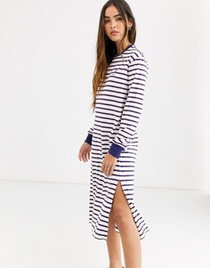 Платье миди в полоску Polo Ralph Lauren-Белый