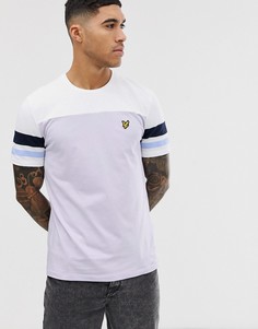 Бело-сиреневая футболка в стиле колор блок Lyle & Scott-Фиолетовый