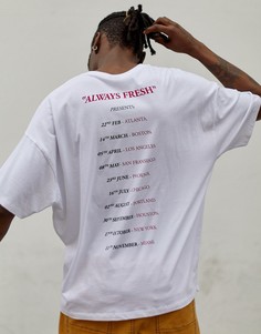 Oversize-футболка из органического хлопка с принтом на спине ASOS DESIGN-Белый