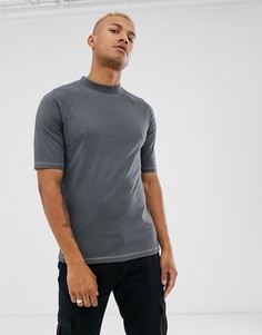 Черная футболка с рукавами реглан и контрастными строчками ASOS DESIGN-Серый