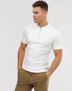 Белое поло с воротником с застежкой на пуговицы и с молнией Jack & Jones Premium-Белый