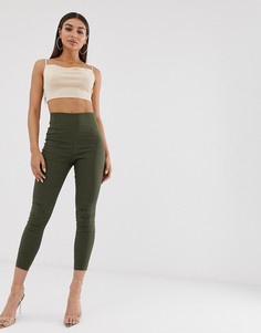 Брюки скинни с завышенной талией ASOS DESIGN-Зеленый