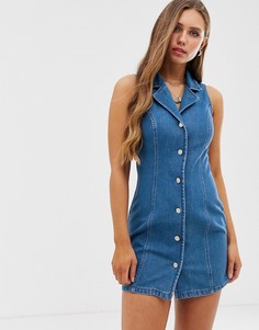 Джинсовое облегающее платье мини без рукавов ASOS DESIGN-Синий