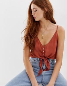 Кроп-топ на бретельках с завязкой Free People-Красный