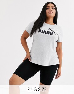 Серая футболка с логотипом Puma Plus Essentials-Серый