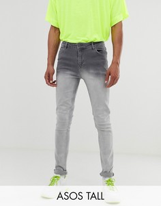 Серые зауженные джинсы с эффектом деграде ASOS DESIGN Tall-Серый