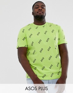 Свободная футболка с принтом ASOS DESIGN Plus-Зеленый