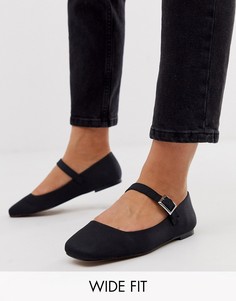 Черные балетки для широкой стопы ASOS DESIGN-Черный