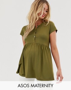 Свободный топ цвета хаки для кормящих мам ASOS DESIGN Maternity-Зеленый
