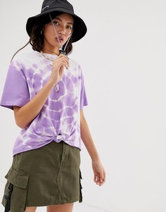 Oversize-футболка с принтом тай-дай и узелком спереди ASOS DESIGN-Фиолетовый