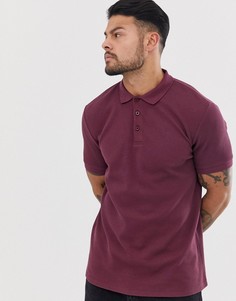Бордовое поло из вафельного трикотажа ASOS DESIGN-Красный