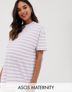 Oversize-футболка в широкую полоску ASOS DESIGN Maternity-Фиолетовый