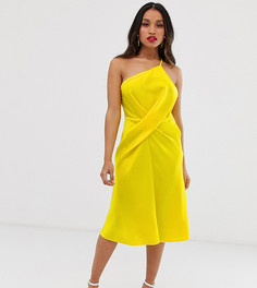 Атласное платье миди на одно плечо ASOS DESIGN Petite-Красный