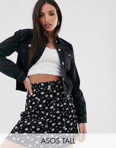 Выбеленная черная джинсовая куртка ASOS DESIGN Tall-Черный