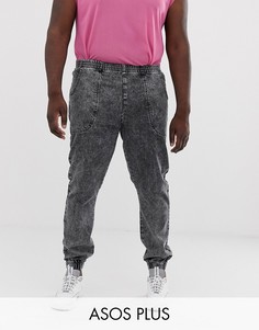 Черные узкие джинсы с эффектом кислотной стирки ASOS DESIGN Plus-Черный